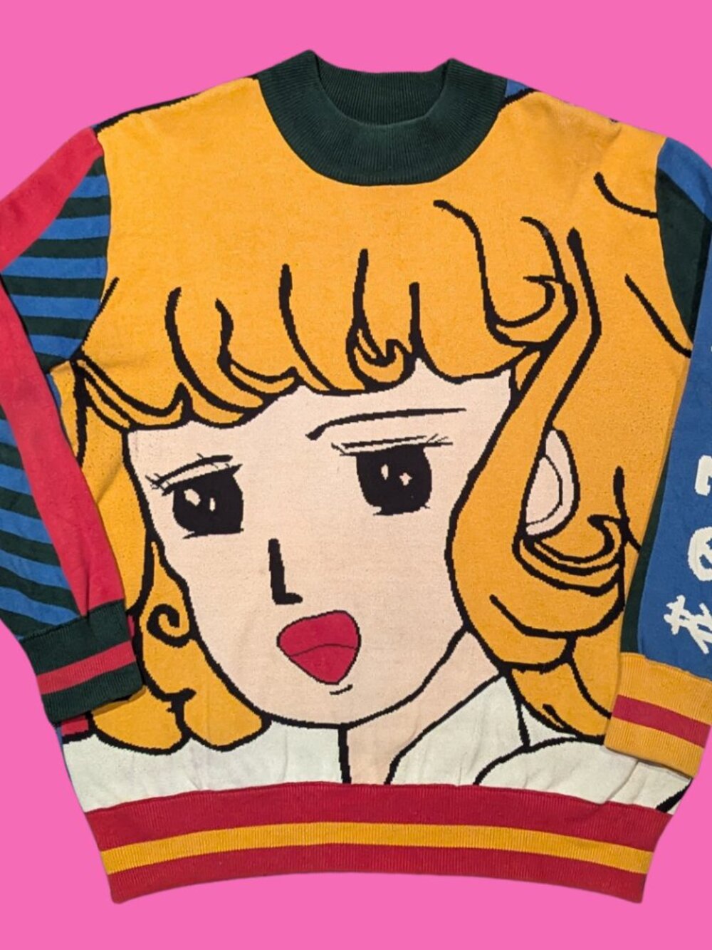 Y2K MS & DN Kawaii Anime, Artsy Funky Colorful Sweater Size M